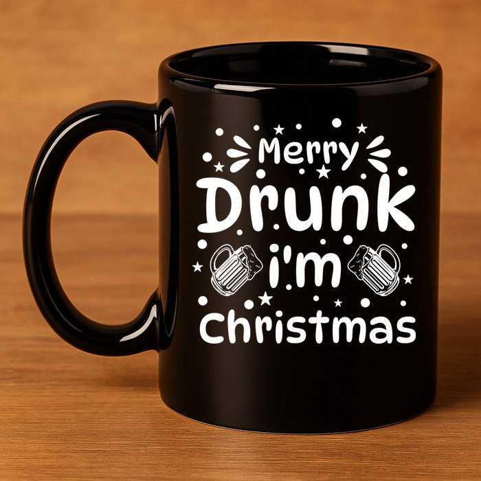 Merry Drunk I'm Christmas Funny Holiday 11oz C Handle Ceramic Mug