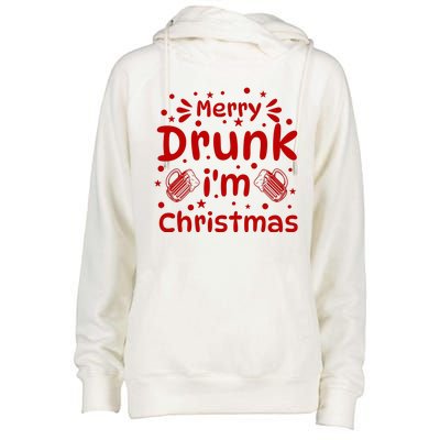 Merry Drunk I'm Christmas Funny Holiday Womens Funnel Neck Pullover Hood