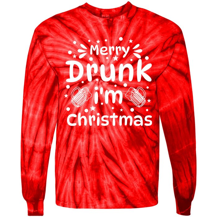 Merry Drunk I'm Christmas Funny Holiday Tie-Dye Long Sleeve Shirt