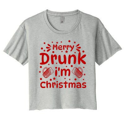 Merry Drunk I'm Christmas Funny Holiday Women's Crop Top Tee