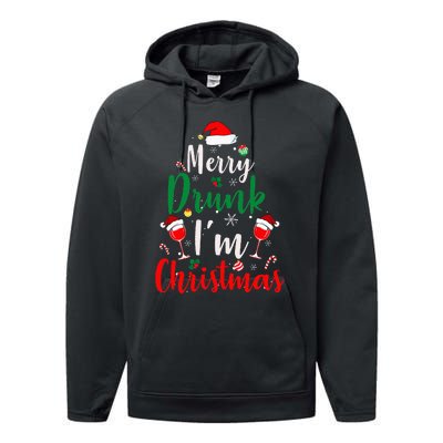 Merry Drunk I'm Christmas Funny Santa Joke Xmas Beer Lover Performance Fleece Hoodie