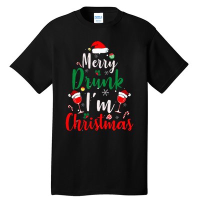 Merry Drunk I'm Christmas Funny Santa Joke Xmas Beer Lover Tall T-Shirt