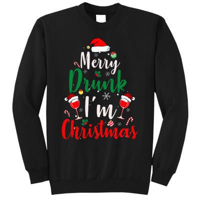 Merry Drunk I'm Christmas Funny Santa Joke Xmas Beer Lover Tall Sweatshirt