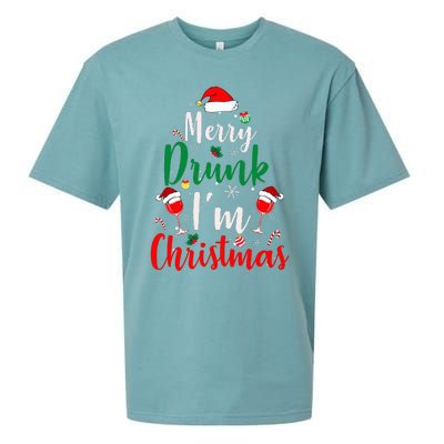 Merry Drunk I'm Christmas Funny Santa Joke Xmas Beer Lover Sueded Cloud Jersey T-Shirt