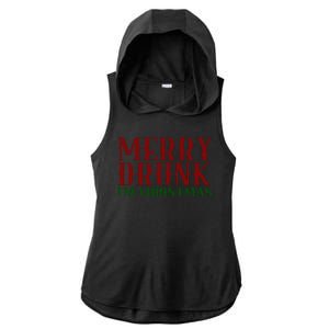 Merry Drunk Im Christmas Funny Holiday Ladies PosiCharge Tri-Blend Wicking Draft Hoodie Tank