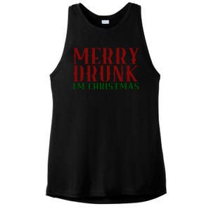 Merry Drunk Im Christmas Funny Holiday Ladies PosiCharge Tri-Blend Wicking Tank