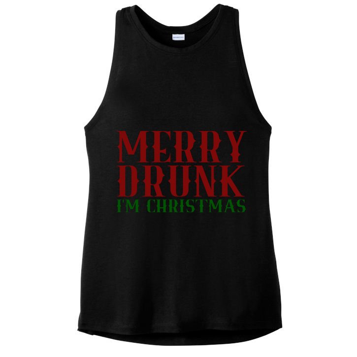 Merry Drunk Im Christmas Funny Holiday Ladies PosiCharge Tri-Blend Wicking Tank
