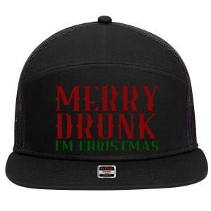 Merry Drunk Im Christmas Funny Holiday 7 Panel Mesh Trucker Snapback Hat