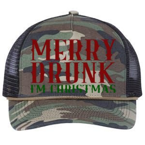 Merry Drunk Im Christmas Funny Holiday Retro Rope Trucker Hat Cap