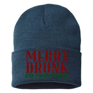 Merry Drunk Im Christmas Funny Holiday Sustainable Knit Beanie