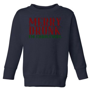 Merry Drunk Im Christmas Funny Holiday Toddler Sweatshirt