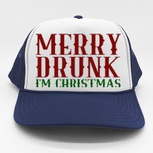 Merry Drunk Im Christmas Funny Holiday Trucker Hat