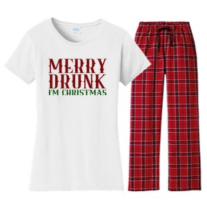 Merry Drunk Im Christmas Funny Holiday Women's Flannel Pajama Set