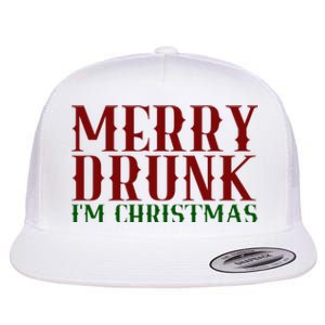 Merry Drunk Im Christmas Funny Holiday Flat Bill Trucker Hat