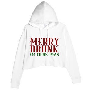 Merry Drunk Im Christmas Funny Holiday Crop Fleece Hoodie