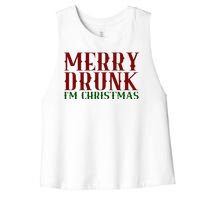 Merry Drunk Im Christmas Funny Holiday Women's Racerback Cropped Tank