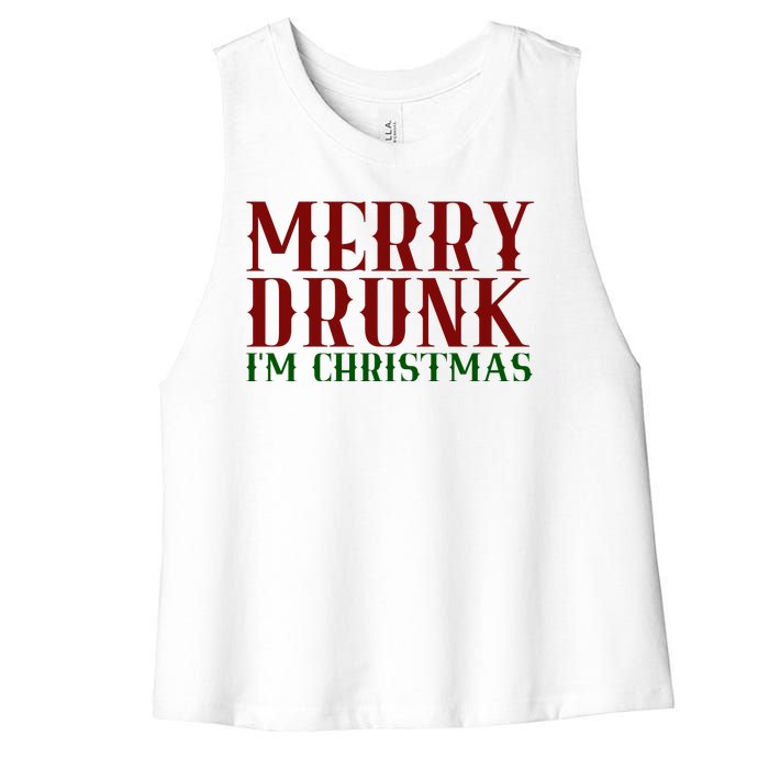 Merry Drunk Im Christmas Funny Holiday Women's Racerback Cropped Tank