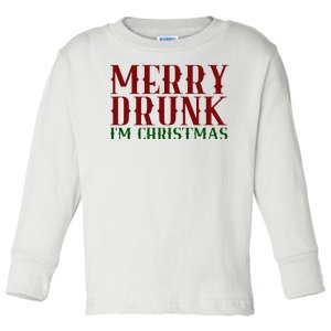 Merry Drunk Im Christmas Funny Holiday Toddler Long Sleeve Shirt