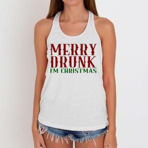 Merry Drunk Im Christmas Funny Holiday Women's Knotted Racerback Tank