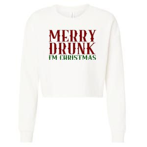 Merry Drunk Im Christmas Funny Holiday Cropped Pullover Crew