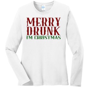 Merry Drunk Im Christmas Funny Holiday Ladies Long Sleeve Shirt