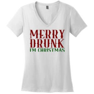 Merry Drunk Im Christmas Funny Holiday Women's V-Neck T-Shirt