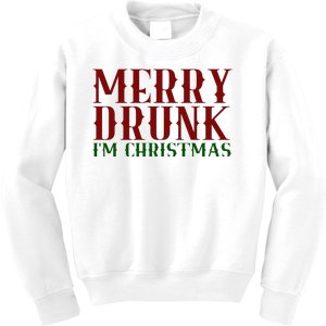 Merry Drunk Im Christmas Funny Holiday Kids Sweatshirt