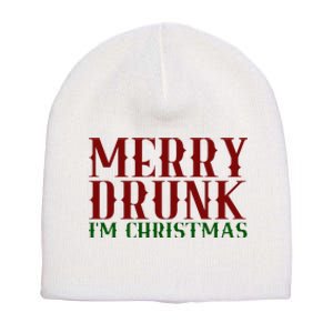 Merry Drunk Im Christmas Funny Holiday Short Acrylic Beanie