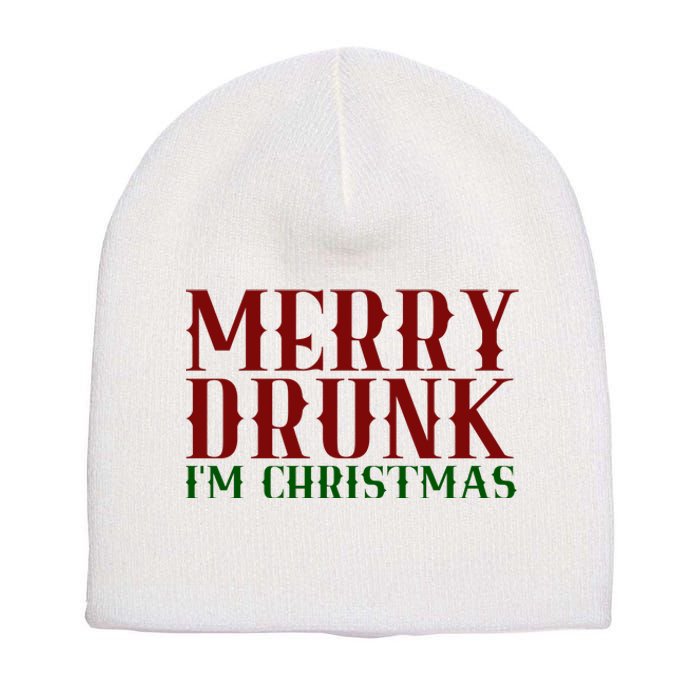 Merry Drunk Im Christmas Funny Holiday Short Acrylic Beanie