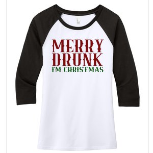 Merry Drunk Im Christmas Funny Holiday Women's Tri-Blend 3/4-Sleeve Raglan Shirt