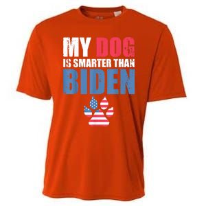 My Dog Is Smarter Than Your President Biden Funny AntiBiden Cooling Performance Crew T-Shirt