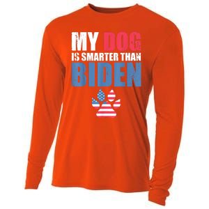 My Dog Is Smarter Than Your President Biden Funny AntiBiden Cooling Performance Long Sleeve Crew