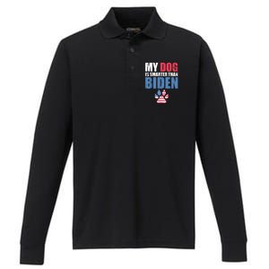 My Dog Is Smarter Than Your President Biden Funny AntiBiden Performance Long Sleeve Polo