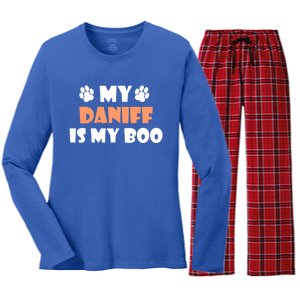 My Daniff Is My Boo Halloween Dog Owner Gift Women's Long Sleeve Flannel Pajama Set 