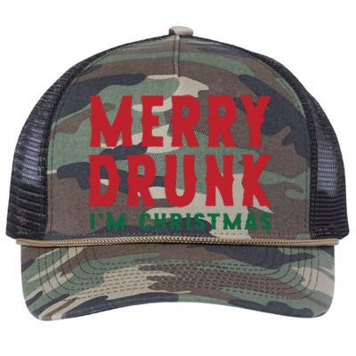 Merry Drunk IM Christmas Holiday Season Drinking Team Retro Rope Trucker Hat Cap