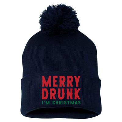 Merry Drunk IM Christmas Holiday Season Drinking Team Pom Pom 12in Knit Beanie