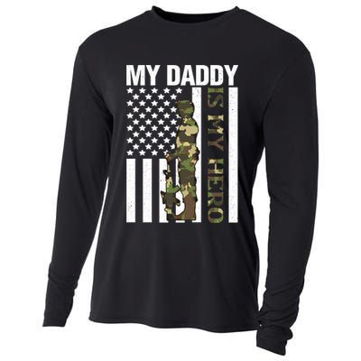 My Daddy Is My Hero Army Daddy Vintage Father Day Funny Gift Cooling Performance Long Sleeve Crew