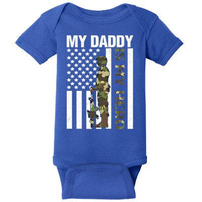 My Daddy Is My Hero Army Daddy Vintage Father Day Funny Gift Baby Bodysuit