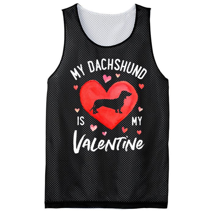 My Dachshund Is My Valentine Valentines Day Dog Lover Mesh Reversible Basketball Jersey Tank