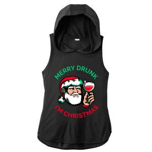 Merry Drunk Im Christmas Funny Santa Claus Ing Wine Great Gift Ladies PosiCharge Tri-Blend Wicking Draft Hoodie Tank