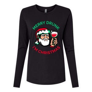 Merry Drunk Im Christmas Funny Santa Claus Ing Wine Great Gift Womens Cotton Relaxed Long Sleeve T-Shirt