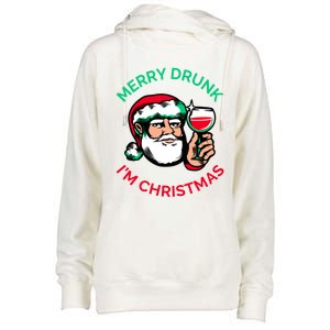 Merry Drunk Im Christmas Funny Santa Claus Ing Wine Great Gift Womens Funnel Neck Pullover Hood