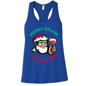 Merry Drunk Im Christmas Funny Santa Claus Ing Wine Great Gift Women's Racerback Tank