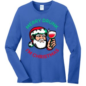 Merry Drunk Im Christmas Funny Santa Claus Ing Wine Great Gift Ladies Long Sleeve Shirt