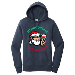 Merry Drunk Im Christmas Funny Santa Claus Ing Wine Great Gift Women's Pullover Hoodie