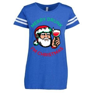 Merry Drunk Im Christmas Funny Santa Claus Ing Wine Great Gift Enza Ladies Jersey Football T-Shirt