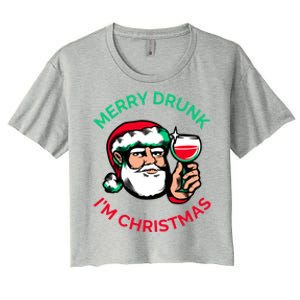 Merry Drunk Im Christmas Funny Santa Claus Ing Wine Great Gift Women's Crop Top Tee