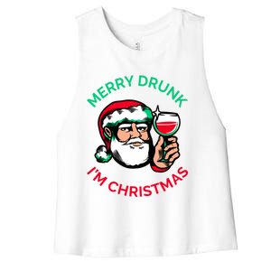 Merry Drunk Im Christmas Funny Santa Claus Ing Wine Great Gift Women's Racerback Cropped Tank