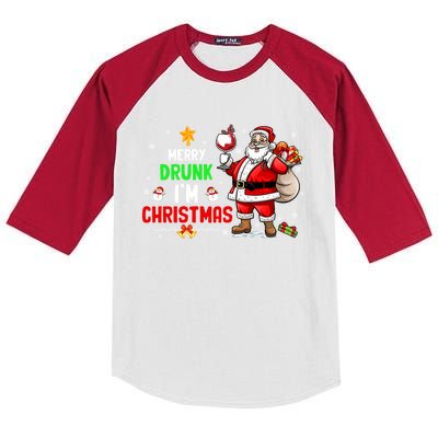 Merry Drunk Im Christmas Santa Ing Wine Xmas Er Gift Kids Colorblock Raglan Jersey