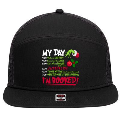 My Day Im Booked Funny Christmas Holiday 7 Panel Mesh Trucker Snapback Hat